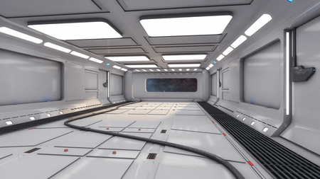 3D render Futuristic interior spaceship corridorの写真素材