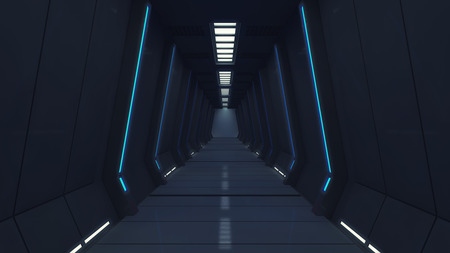 3D render Futuristic interior spaceship corridorの写真素材