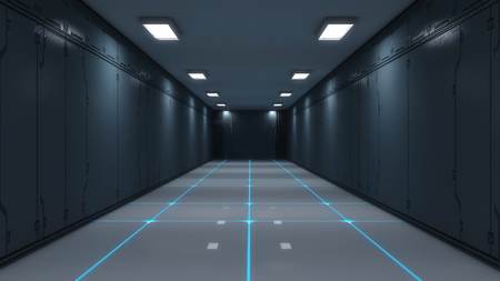 3D render Futuristic interior spaceship corridorの写真素材