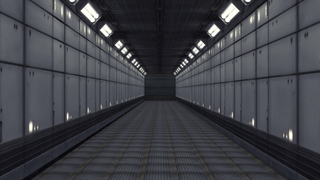 3D render Futuristic science fiction interior corridorの写真素材