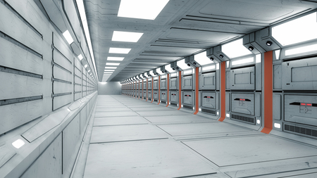 3D render Futuristic science fiction interior corridorの写真素材