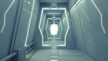 3D render Futuristic science fiction interior corridorの写真素材