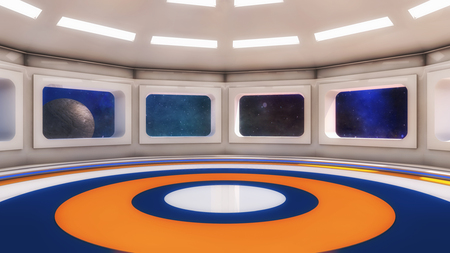 3D Render. Futuristic spaceship interior corridorの写真素材
