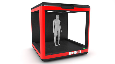 3d render and 3d printer