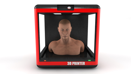3d render and 3d printer