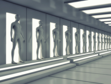 3D render. Cloning humanoid figuresの写真素材