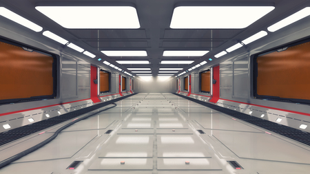 3D render. Modern interior scifi architectureの写真素材