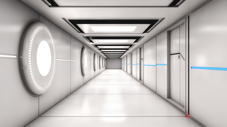 3D render. Modern interior scifi architectureの写真素材