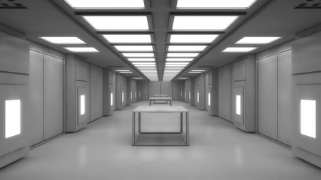 3D render. Modern interior scifi architectureの写真素材