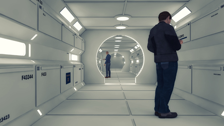 3D render. Modern interior scifi architectureの写真素材