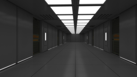 3D render. Modern interior scifi architectureの写真素材