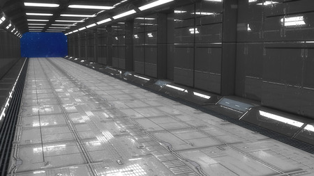 3D render. Modern interior scifi architectureの写真素材