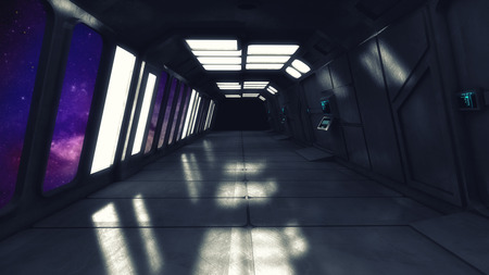 3D render. Modern interior scifi architectureの写真素材