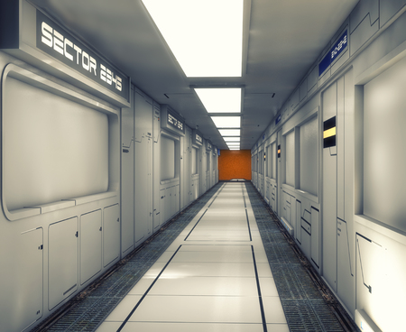 3d Render. Futuristic interior environmentの写真素材