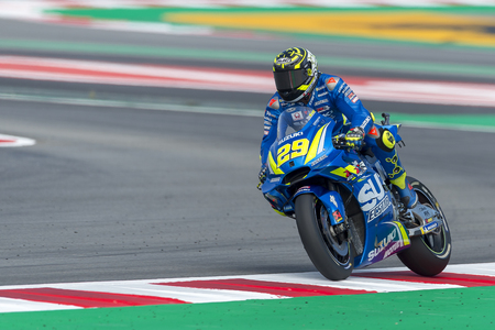 Driver Andrea Iannone. Monster Energy Grand Prix of Catalonia MotoGP at Circuit of Catalonia. Barcelona, Spain, June 16, 2018のeditorial素材