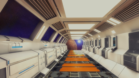 3D Rendering. Futuristic interior environmentの写真素材