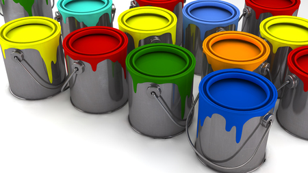 3d render. Paint cans and colorsの写真素材