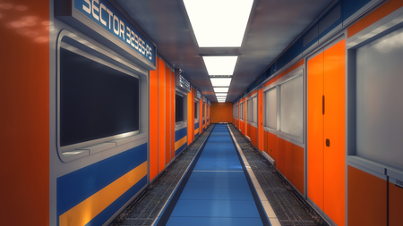 3D Rendering. Futuristic interior environmentの写真素材