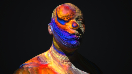 3d render. Head Human shattered portraitの写真素材