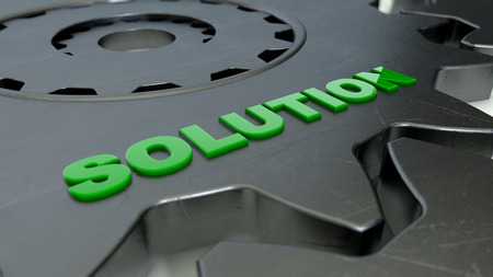 3d rendering. Gear and solution wordの写真素材