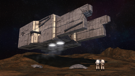 3D rendering. Futuristic alien Spaceshipの写真素材
