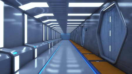 3d Render. Futuristic interior design for movie or backgroundの写真素材