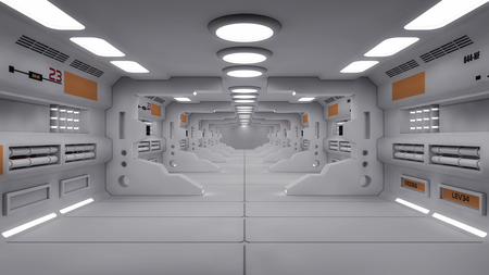 3d Render. Futuristic interior design for movie or backgroundの写真素材