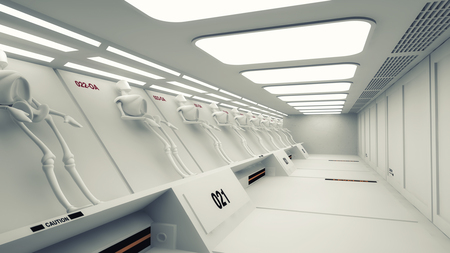 3d Render. Futuristic interior design for movie or backgroundの写真素材