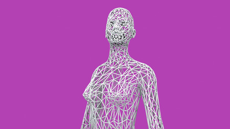 3d render Human figure made with lines