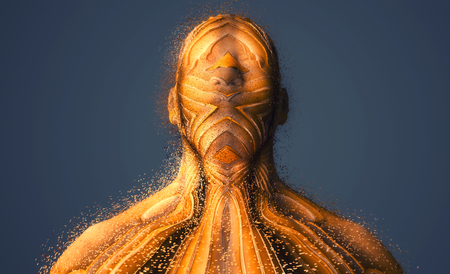 3d render. Head Human shattered portraitの写真素材