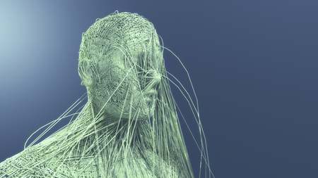 3d render Human figure made with linesの写真素材