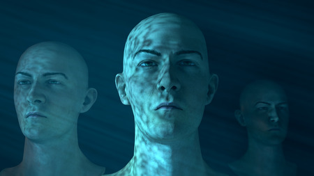 3d rendering. Humanoid head cloneの写真素材