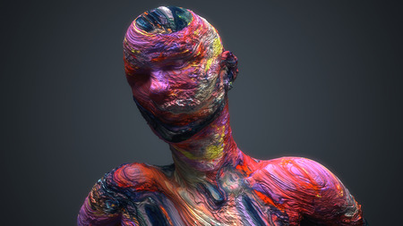 3d render. Head Human shattered portraitの写真素材