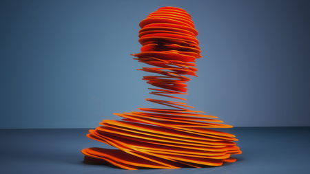 3D render. Human figure cut into slicesの写真素材