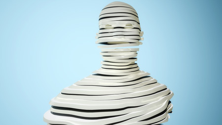 3D render. Human figure cut into slicesの写真素材