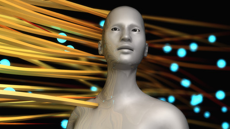 3d render. Head Human shattered portraitの写真素材