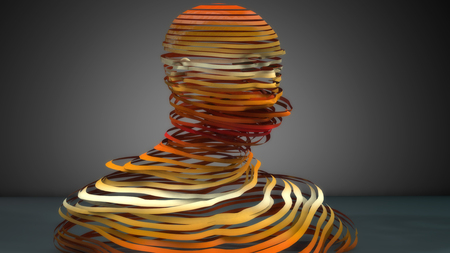 3D render. Human figure cut into slicesの写真素材