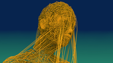 3d render Human figure made with linesの写真素材