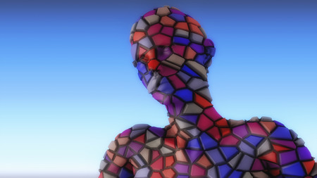 3d render. Head Human shattered portrait