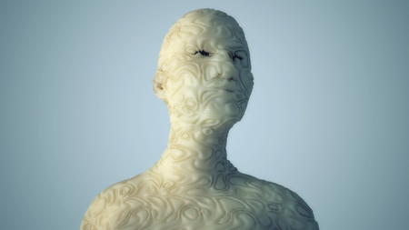 3d render. Head Human shattered portrait
