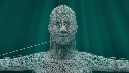 3d render Human figure made with linesの写真素材