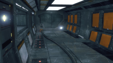 3D render. Futuristic empty interior corridorの写真素材
