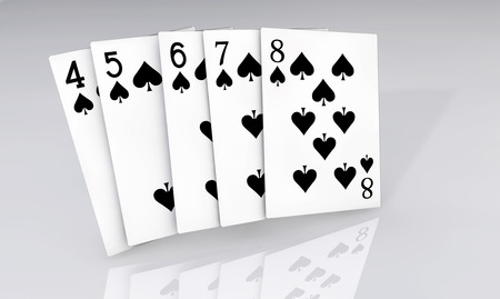 3d render Poker cards falling