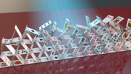 3d rendering poker cards falling