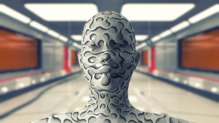 3d render. Head Human shattered portrait