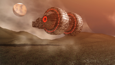 3d rendering. Futuristic unidentified flying objectの写真素材