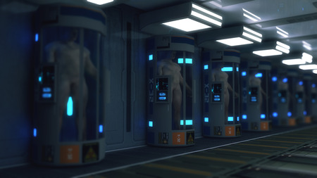 3D render. Cloning humanoid figures