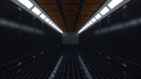 3D render Interior and futuristic architecture design