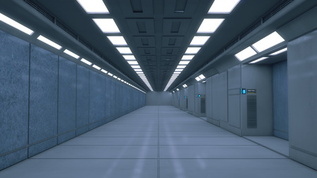 3d render. Futuristic interior corridor architectureの写真素材