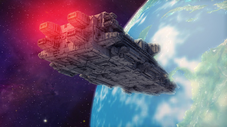 3d render. Futuristic spaceship conceptの写真素材